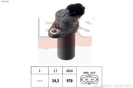 Датчик положения коленвала Opel Agila, Astra G / H, Corsa B / C, Meriva, Tigra 1.0-1.4 96- EPS 1.953.235