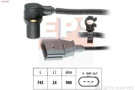 Датчик положения коленвала Audi A4 / Seat Exeo / VW Passat 98- EPS 1.953.267