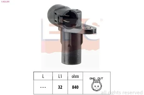Датчик положения коленвала Renault, Opel, Nissan, Volvo 1.9 dCi / DI / DTI 09.99- EPS 1.953.291