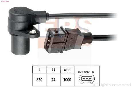 Датчик положения коленвала Opel Astra G / H, Zafira A / B 2.0 Turbo / OPC 00- EPS 1.953.296