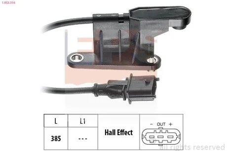 Датчик распредвала Opel Astra G, Corsa C, Meriva, Vectra B / C, Zafira 1.4-1.6i 16V 10.95- EPS 1.953.316
