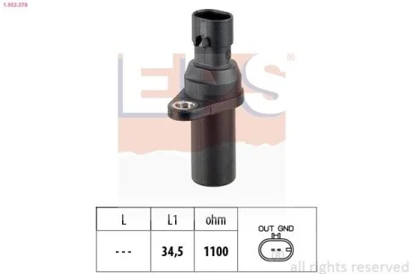Датчик положения коленвала Fiat Panda 1.1 / 1.2 03- / Punto 1.2 8V 03- EPS 1.953.378