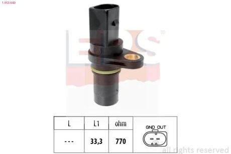 Датчик положения коленвала Audi A3-A8, Q3, Q5 / Seat Leon / Skoda Octavia / VW Golf, Passat, Polo, Transporter V 1.8-2.0 07- EPS 1.953.640