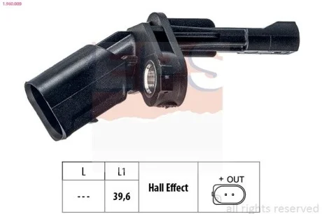 Датчик ABS VAG Octavia/Golf/Passat 99- задн. лівий EPS 1.960.009
