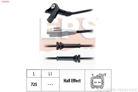 Датчик ABS передний Citroen Picasso / Berlingo / Peugeot Partner 08- EPS 1.960.092