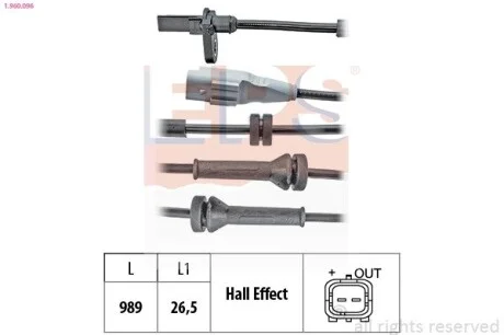 Датчик ABS задний L / P Citroen C4 / Peugeot Partner 1.6-2.0 HDI 10.06- EPS 1.960.096