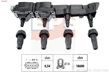 Котушка запалювання Citroen Berlingo/C2/C3/C4 1.1/1.6 11.00-Peugeot EPS 1.970.407