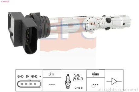 Котушка запалювання Skoda Fabia 1.2 6V/VW Polo 1.2 02- EPS 1.970.431
