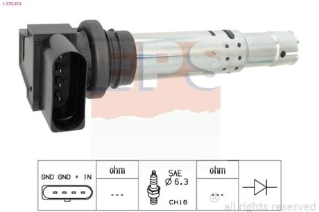 Катушка VW Passat / Skoda Octavia / Seat Toledo 1.2-1.6 98- 12V EPS 1.970.474