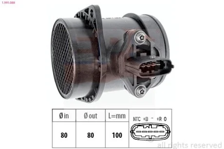 Расходомер воздуха Volvo S60 / S80 / V70 2.0 T / 2.4 D EPS 1.991.088