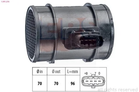 Измеритель массы воздуха Opel Astra H 1.3 CDTI-1.9CDTi 16V 03.04- / Fiat Idea 1.9JTD 01.04- EPS 1.991.276