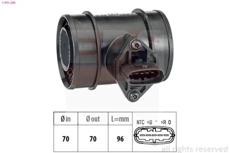 Повітремір Opel Astra G, Combo, Corsa C, Tigra 1.3/1.7CDTI 16V 03- EPS 1.991.289
