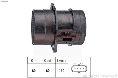 Расходомер воздуха Audi A4 / A6 / Q3 / Q5 / VW Caddy / Crafter / Golf / T5 2.0TDI 05- EPS 1.991.446