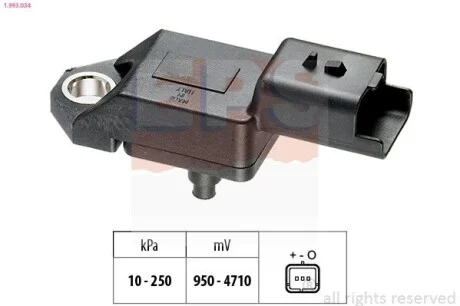 Датчик давления воздуха Citroen Berlingo, C3, C4, C5, Xsara / Picasso Peugeot 207-607 1.4 16V HDi-2.0 HDi 00- EPS 1.993.034