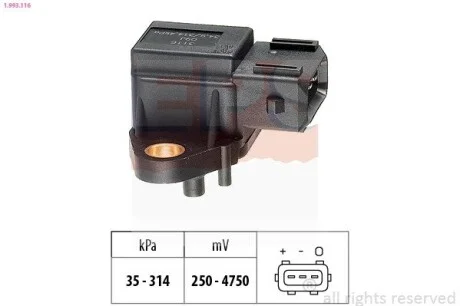 Датчик вакуума BMW E46 318d-330d, E60 530d, E65 / E66 730d / 740d, E53 3.0d 09.01- EPS 1.993.116