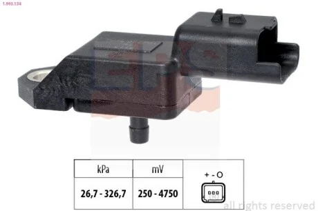 Датчик вакуума Citroën C3 II 1.4 Hdi 09- C5 (Rc_, Rd_) 2.2 Hdi // Ford FiestaVII 1.4 Tdci 10- / Peugeot 407 (6D_) 2.2 Hdi 06- EPS 1.993.134