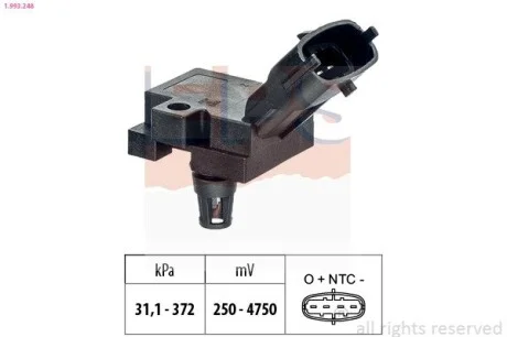 Датчик давления воздуха в впускном коллекторе Volvo S60 / S80 / V60 / XC70 / XC70 EPS 1.993.248