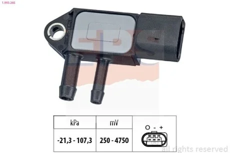 Датчик давления катализатора VAG Caddy / T5 10- (сажевого фильтра) EPS 1.993.265