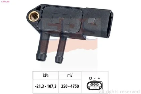 Датчик давления катализатора VAG Caddy / T5 10- (сажевого фильтра) EPS 1.993.266