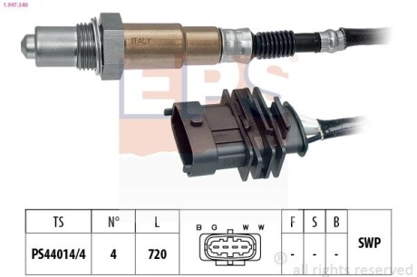 Лямбда-зонд перед каталізатором Opel Astra G 1.4/1.6 /Vectra B 1.6 /Zafira A 1.6 EPS 1.997.340