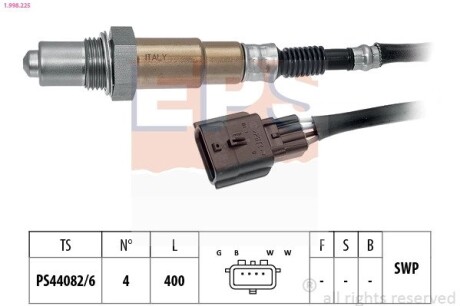 Лямбда-зонд (4 кон..) Dacia Logan 1.0 16-/Nissan Micra 1.0/1.2 11-/Qashqai 2.0 14-/X-Trail 2.0 14-/Renault Clio 1.0 19- EPS 1.998.225 (фото 1)