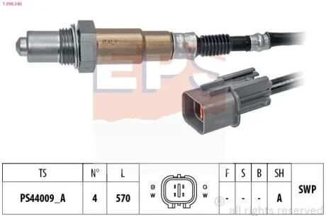 Лямбда-зонд (4 кон..) Kia Ceed 1.6CVVT 12-/Soul 1.6 09- EPS 1.998.346