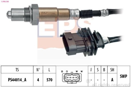 Лямбда-зонд Opel Astra G/H 1.6 EPS 1.998.546 (фото 1)