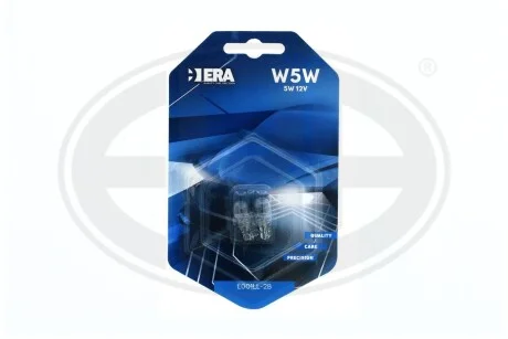 Автомобільна лампа W5W 12V 5W W2.1x9.5d ERA E001LL-2B