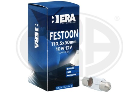 Автомобільна лампа FESTOON T10,5x30mm 12V 10W ERA E040SD-10C