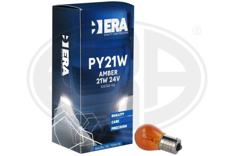 Автомобільна лампа PY21W 28V 21W BAU15S AMBER ERA E053SD-10C