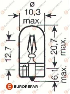 Лампа розжарювання W5W 12V 5W Eurorepar 1616431580