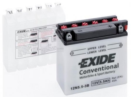 Стартерна батарея (акумулятор) EXIDE 12N5,5-3B (фото 1)