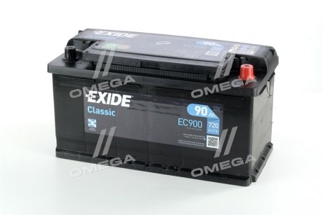 Акумулятор 90Ah-12v CLASSIC (353х175х190),R,EN720 EXIDE EC900 (фото 1)