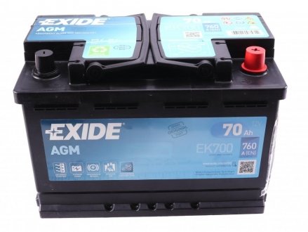 Аккумулятор AGM 70 AH EXIDE EK700 (фото 1)