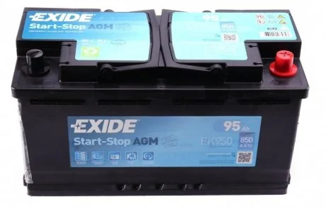 Акумулятор 95Ah-12v Exide AGM (353х175х190),R,EN850 EXIDE EK950
