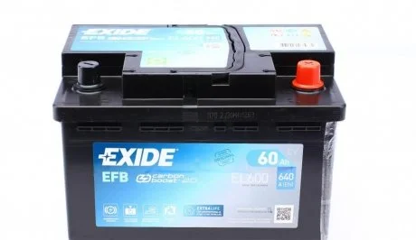 Акумулятор 60Ah-12v Exide EFB (242х175х190),R,EN640 EXIDE EL600