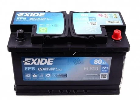 Акумулятор 80Ah-12v Exide EFB (315х175х190),R,EN720 EXIDE EL800