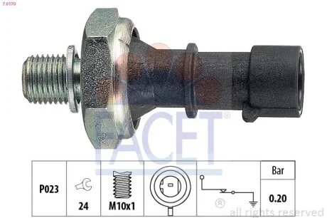 Датчик давления масла (0,2 bar/1 конт./чёрный) Astra J/H/Zafira B/Cruze 03- 1.7CDTi FACET 7.0170