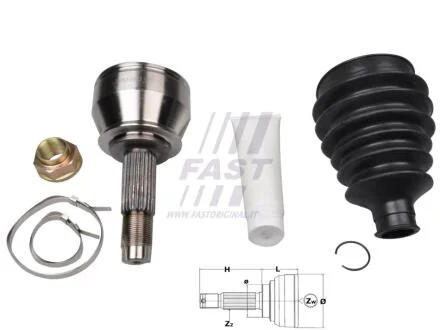 ШРУС внутрішній 25 / 24 / 51mm Fiat Doblo, Palio, Strada 1.3Jtd / 1.9Jtd 09.01- FAST FT25072K