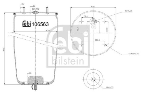 Подушка амортизуюча 3138 N P01 (без стакану) FEBI BILSTEIN 106563 (фото 1)