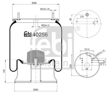 Подушка амортизуюча 1 D 28 A-13 (зі стаканом) FEBI BILSTEIN 40256 (фото 1)