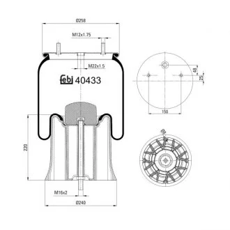 Подушка амортизуюча 4022 N P07 (зі стаканом) FEBI BILSTEIN 40433