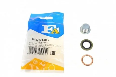 Пробка піддону масляного M16x1.5 L=12 Fischer Automotive One (FA1) 518.471.021