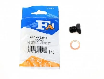 Пробка поддона масляного M14x1.5 L=14.4 Fischer Automotive One (FA1) 518.472.011