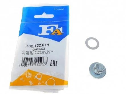 Пробка поддона масляного M14x1.5x10 Fischer Automotive One (FA1) 732.122.011