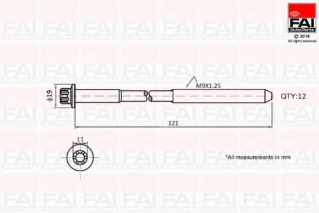 Гвинт ГБЦ к-кт OPEL ASTRA 1.4 09-20, INSIGNIA 1.4 11-17, ZAFIRA 1.4 11- CHEVROLET CRUZE 1.4 11- Fischer Automotive One (FA1) B1630