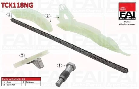 Комплект цепи ГРМ (без шестерни) Mini Cooper 1.6 / PSA C4 / 207/308/508/3008 1.6 16V 07- Fischer Automotive One (FA1) TCK118NG