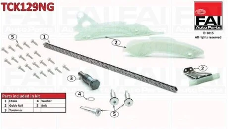 К-кт ланцюга ГРМ (без ущільнень) Citroen C4 1.6 08- / Peugeot 308 1.6 07- Fischer Automotive One (FA1) TCK129NG