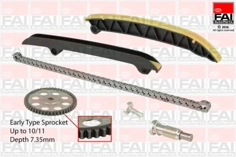 К-кт цепи привода (с шестренею) ГРМ VAG 1.2 TFSI (CBZA / CBZB) Fischer Automotive One (FA1) TCK208NG