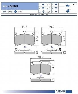 Колодки гальмівні дискові FOMAR FO 446381 (фото 1)